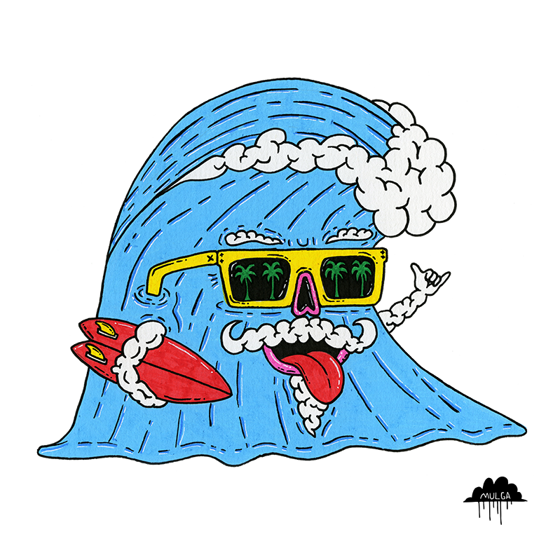 Illustration titled Winston the Wave by Sydney artist MULGA