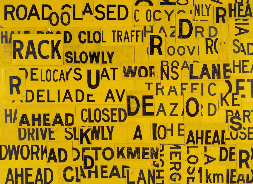 Rosalie Gascoigne's 'Metropolis' artwork of retro-reflective road signs