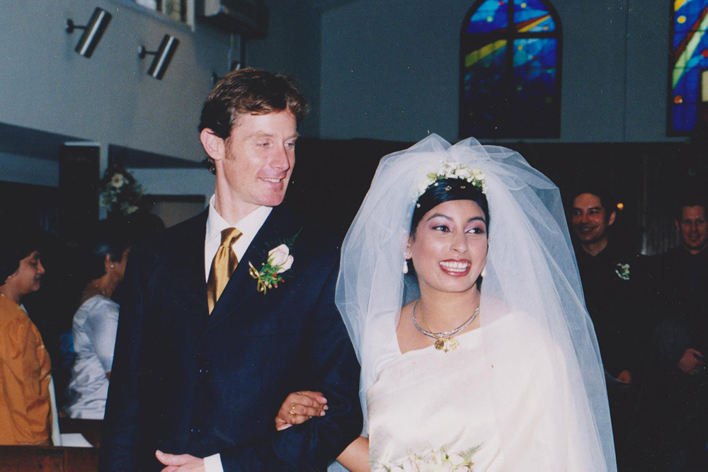 Scott and Rajani Enderby at their wedding